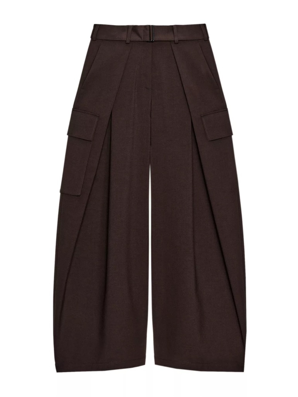 Zara Wide-Leg Cargo Pants in Dark Brown Tall